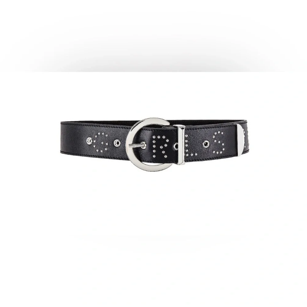 GRLFRND Genuine Leather Black Studded Belt Size Small